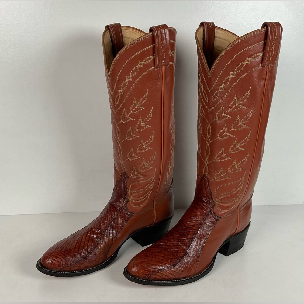 Vintage Tony Lama Teju Lizard Cowboy Boots | Gold Label | Men’s 7 B | Women’s 8